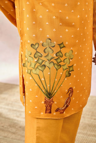Yellow Spade Blossom Kurta And Pant by House Of Masaba Men available on Indiaspopup.com