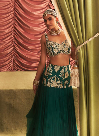 Sonal Emerald Green Lehenga And Blouse by Seema Thukral available on Indiaspopup.com