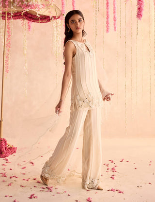 Ivory embellished short kurta set