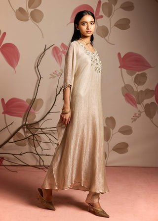 Gold embellished kaftan and straight pants