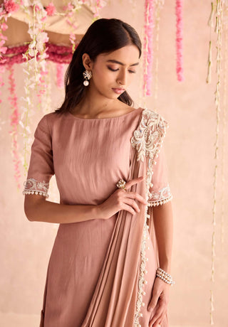 Champagne embellished straight kurta set