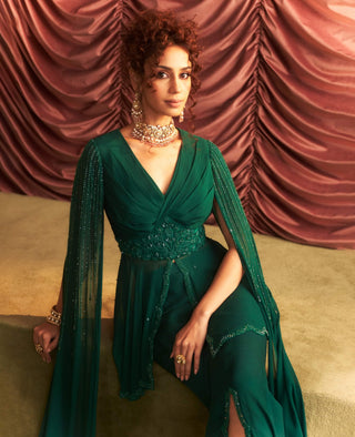 Seema emerald green peplum and pants