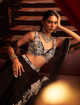 Malaika Black Embellished Lehenga Set by Seema Thukral available on Indiaspopup.com