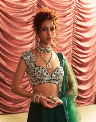 Simran emerald green lehenga set