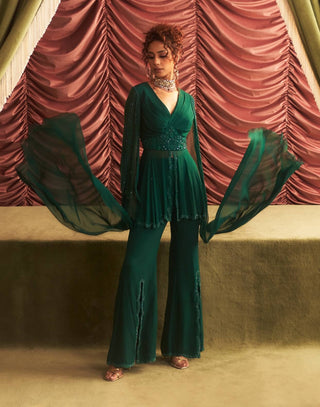 Seema emerald green peplum and pants