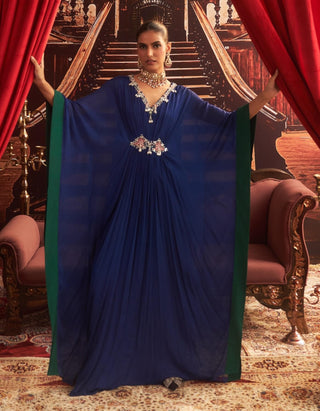 Mohini Electric Embellished Draped Kaftan by Seema Thukral available on Indiaspopup.com