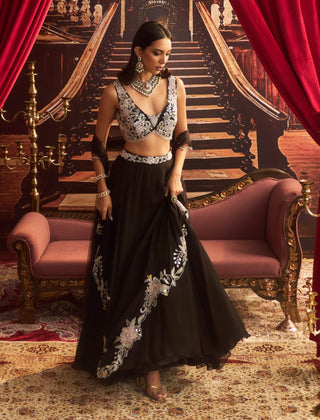 Malaika Black Embellished Lehenga Set by Seema Thukral available on Indiaspopup.com