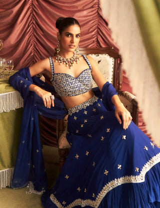 Chameli Electric Blue Embellished Lehenga Set by Seema Thukral available on Indiaspopup.com