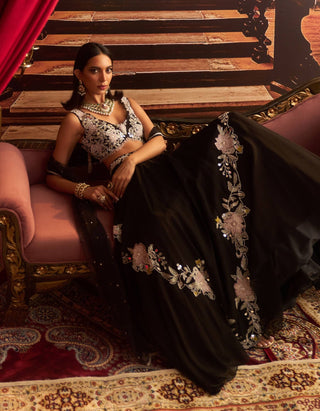 Malaika Black Embellished Lehenga Set by Seema Thukral available on Indiaspopup.com