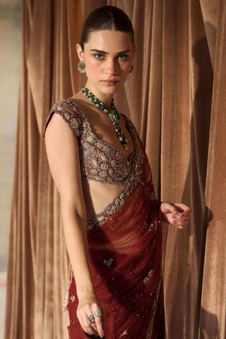 Mashaal tangerine sari set