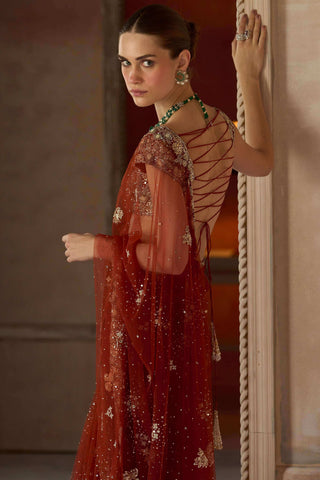 Mashaal tangerine sari set