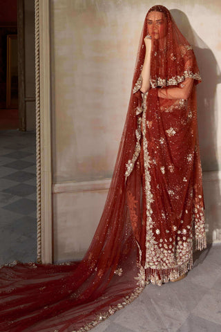 Mashaal tangerine sari set