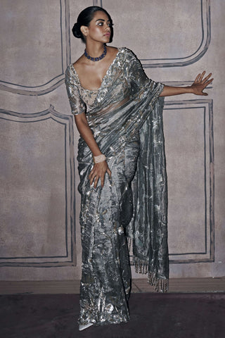 Royal savannah jamshedpur grey sari with blouse