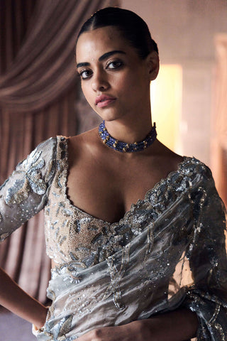 Royal savannah jamshedpur grey sari with blouse