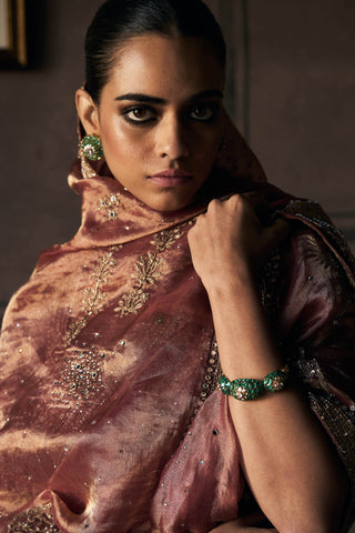 Tales of masai aged gold tangerine sari with blouse