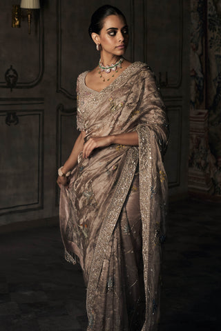 New shikargah aged lavendar sari with blouse