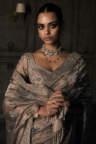 New shikargah aged lavendar sari with blouse