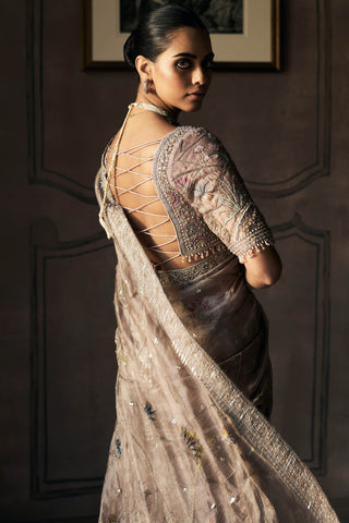 New shikargah aged lavendar sari with blouse
