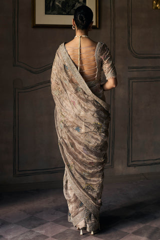 New shikargah aged lavendar sari with blouse