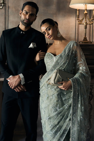 Midnight garden of eden sari with blouse