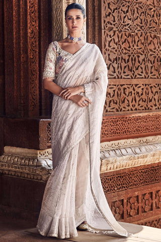 Ivory royal nandi tissue sari set