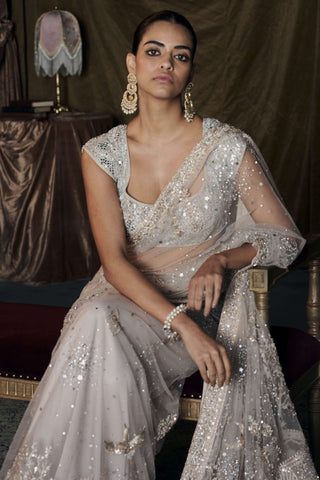 Midnight masai tulle sari with blouse