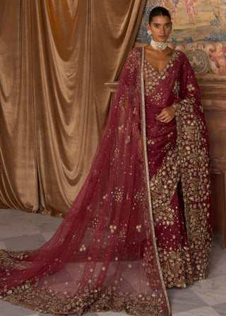 Vintage nizami scarlet sari set