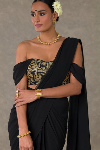 House Of Masaba-Black Neel- Kamal Blouse And Sari-INDIASPOPUP.COM