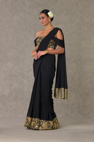 House Of Masaba-Black Neel- Kamal Blouse And Sari-INDIASPOPUP.COM