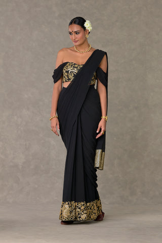 House Of Masaba-Black Neel- Kamal Blouse And Sari-INDIASPOPUP.COM