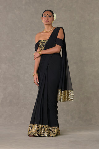 House Of Masaba-Black Neel- Kamal Blouse And Sari-INDIASPOPUP.COM