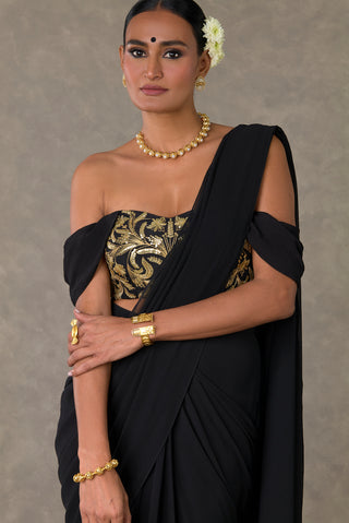 House Of Masaba-Black Neel- Kamal Blouse And Sari-INDIASPOPUP.COM