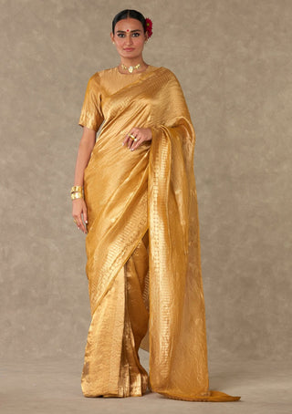 House Of Masaba-Sunehri Tissue Sari And Unstitched Blouse-INDIASPOPUP.COM