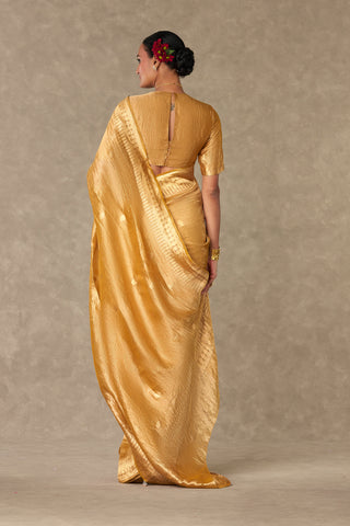 House Of Masaba-Sunehri Tissue Sari And Unstitched Blouse-INDIASPOPUP.COM