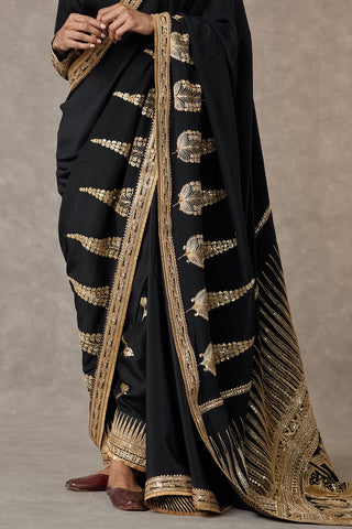 House Of Masaba-Black Sari With Salwar And Unstitched Blouse-INDIASPOPUP.COM