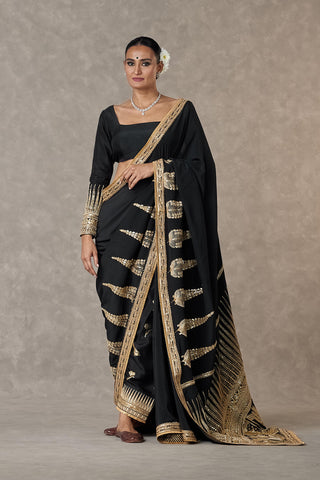 House Of Masaba-Black Sari With Salwar And Unstitched Blouse-INDIASPOPUP.COM