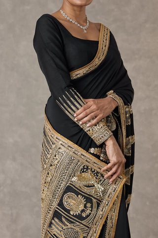 House Of Masaba-Black Sari With Salwar And Unstitched Blouse-INDIASPOPUP.COM