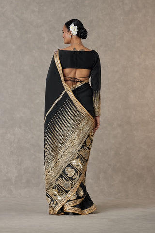 House Of Masaba-Black Sari With Salwar And Unstitched Blouse-INDIASPOPUP.COM