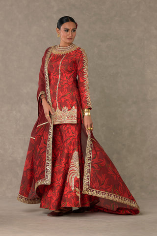 House Of Masaba-Red Gulmohar Sharara Set-INDIASPOPUP.COM