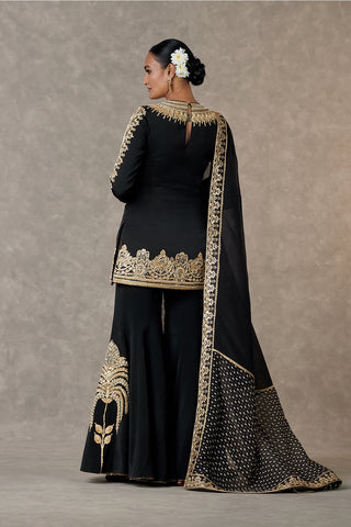 House Of Masaba-Black Mogra Sharara Set-INDIASPOPUP.COM