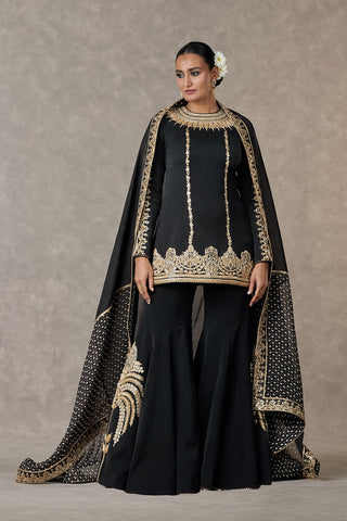 House Of Masaba-Black Mogra Sharara Set-INDIASPOPUP.COM