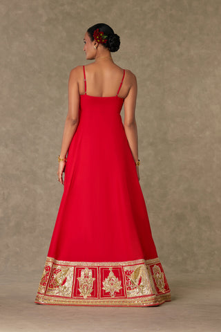 House Of Masaba-Red Haathphool Palazzo And Tunic-INDIASPOPUP.COM