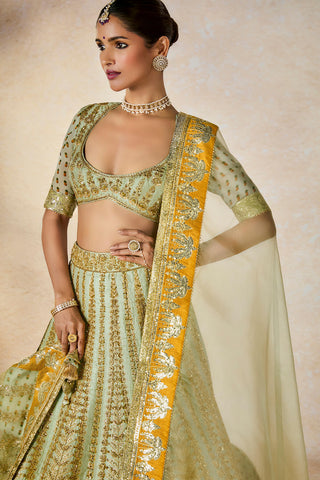 Kashni sage green lehenga set