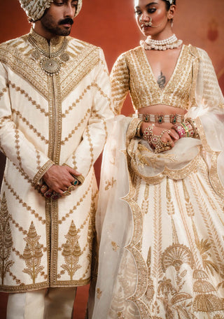 Malai barfi ivory lehenga set