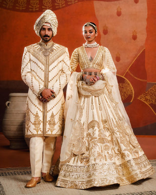 Malai barfi ivory lehenga set