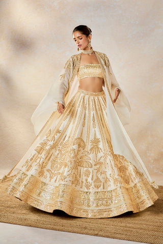 Malai barfi lehenga and cape set