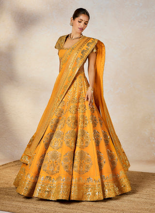 Motichur mango lehenga set