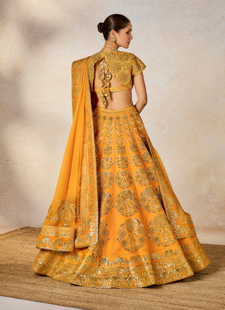 Motichur mango lehenga set