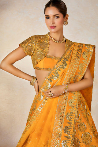 Motichur mango lehenga set