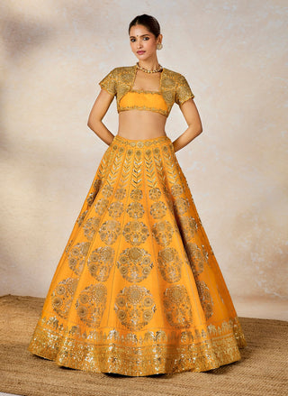 Motichur mango lehenga set